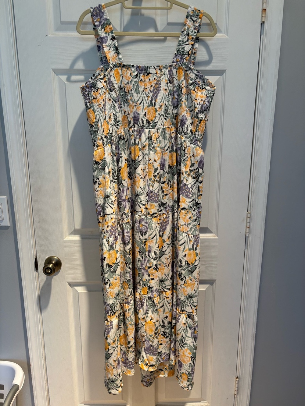 Lane Bryant Plus-Size 18/20 Smocked-Bodice Square-Neck Maxi Dress Spring Floral - Picture 2 of 7